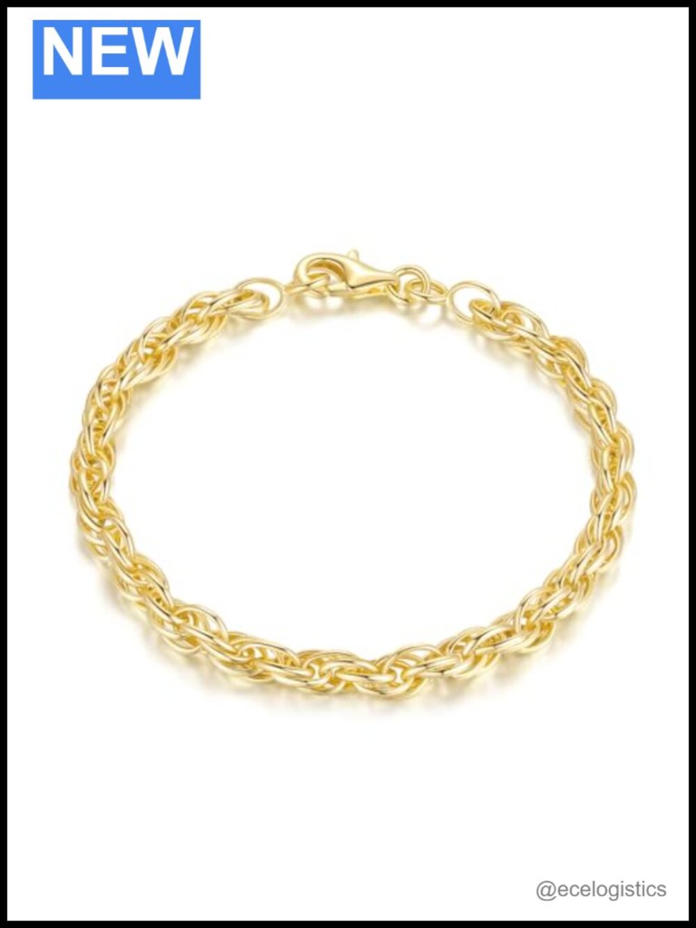 14K Gold Plated Twisted Rope Chain Bracelet